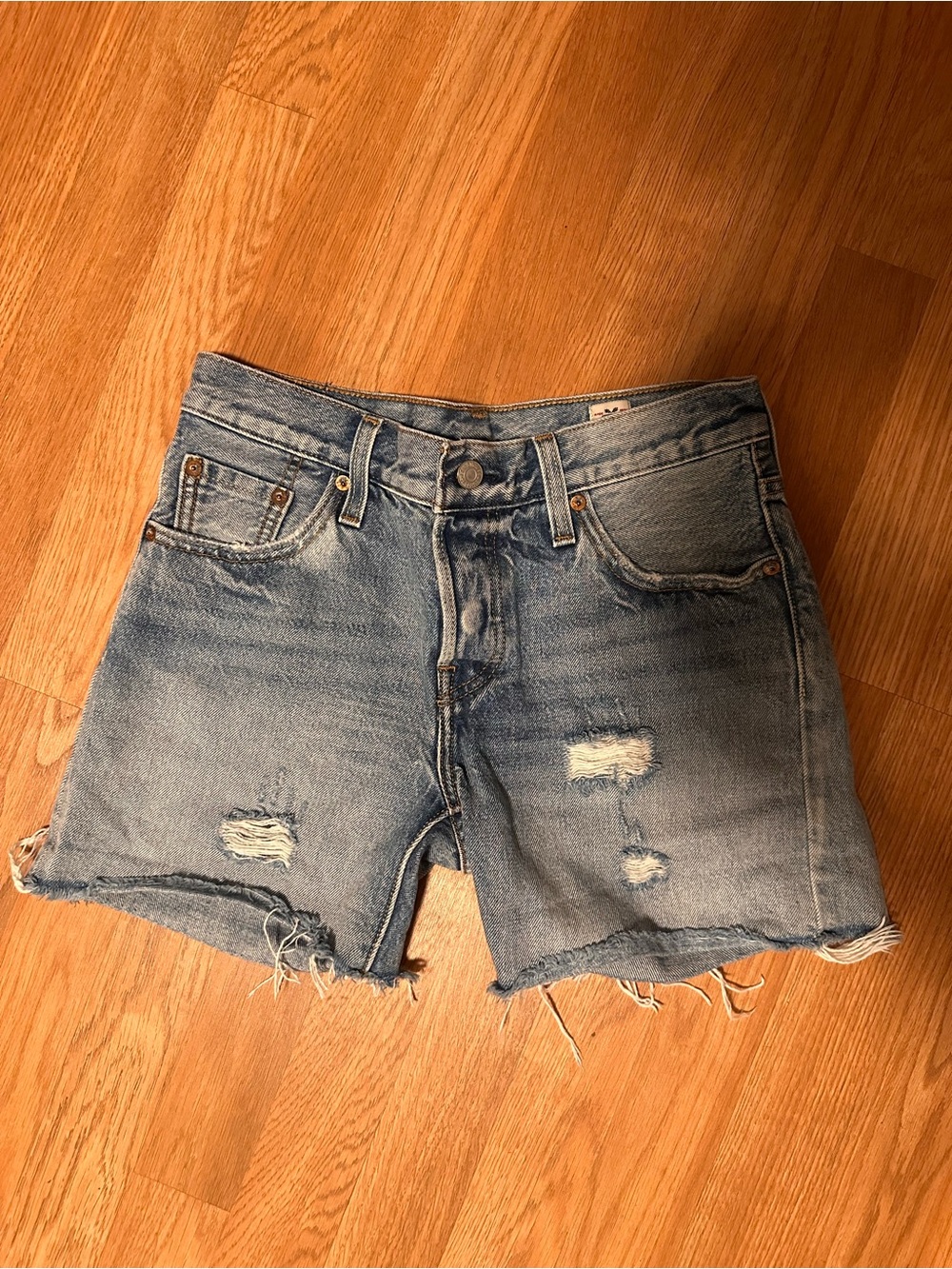 Levi's Distressed Light Blue Denim Cutoff Shorts